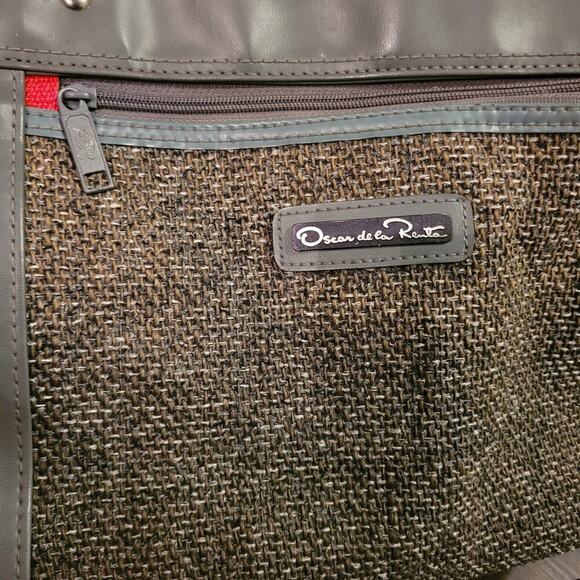 Vintage Oscar De La Renta Luggage Carry On Gray Tweed Tapestry 80s Overnight - Picture 10 of 14